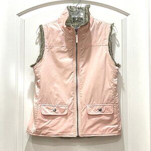New Gap Reversible Vest Pink Faux Fur Full Zip Small